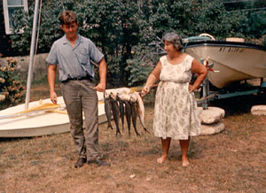This is me with my bluefish catch.