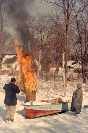 This is the backyard and the old boat.